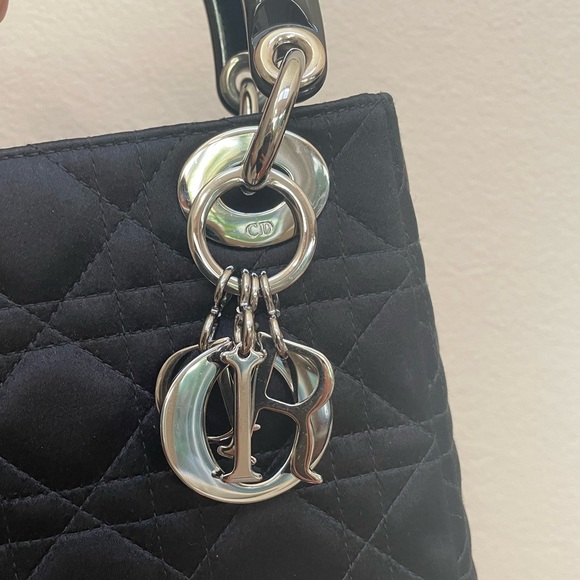SOLD Lady Dior Mini Satin Bag Silver Hardware - Picture 7 of 13